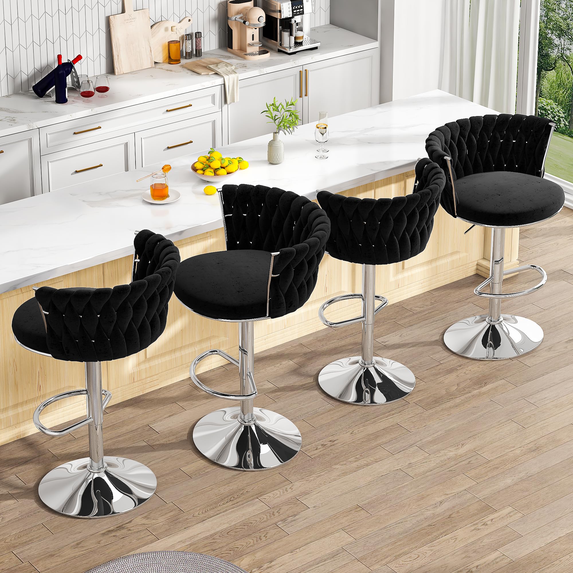 Velvet Swivel Bar Chair Set Of 2