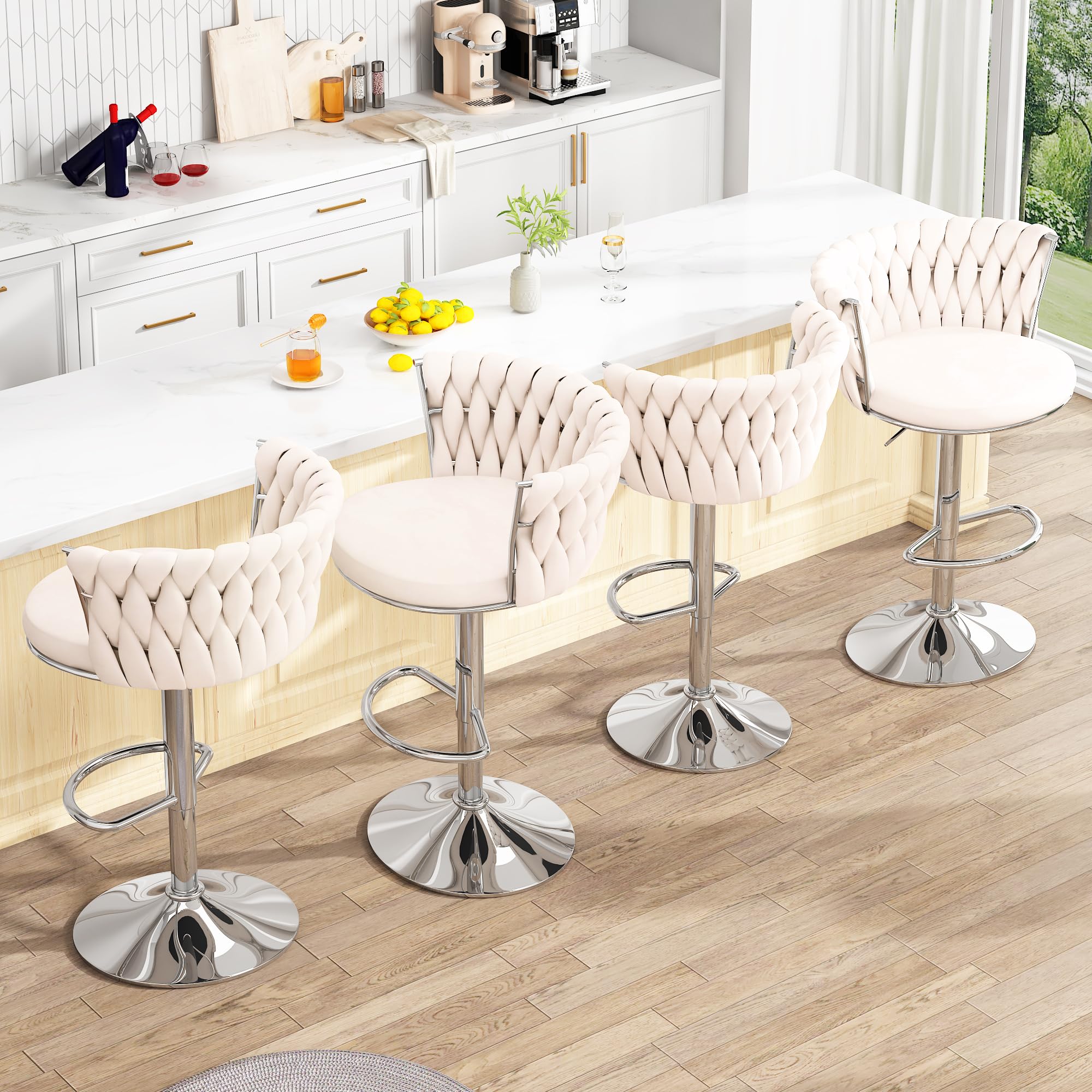Velvet Swivel Bar Chair Set Of 2