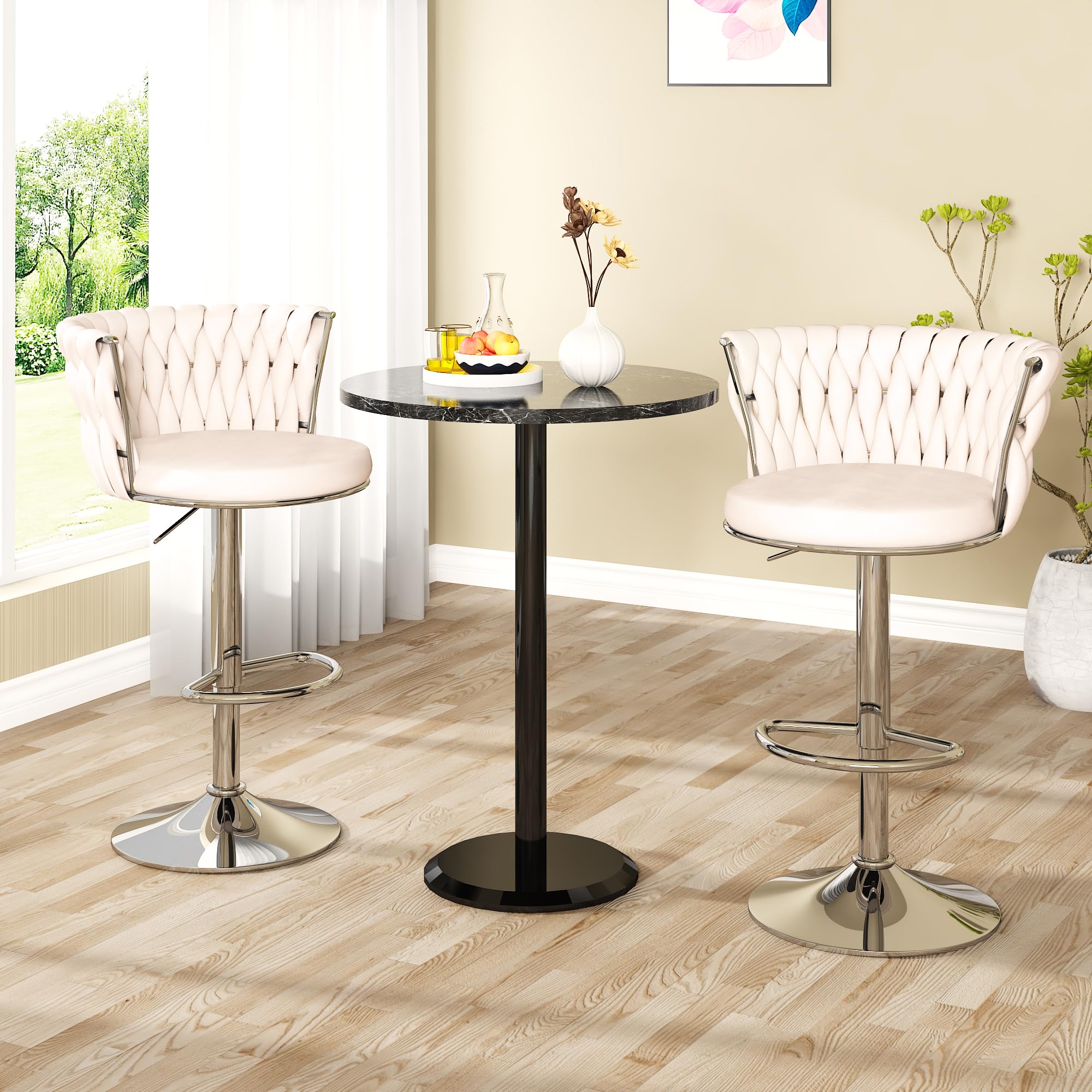 Velvet Swivel Bar Chair Set Of 2