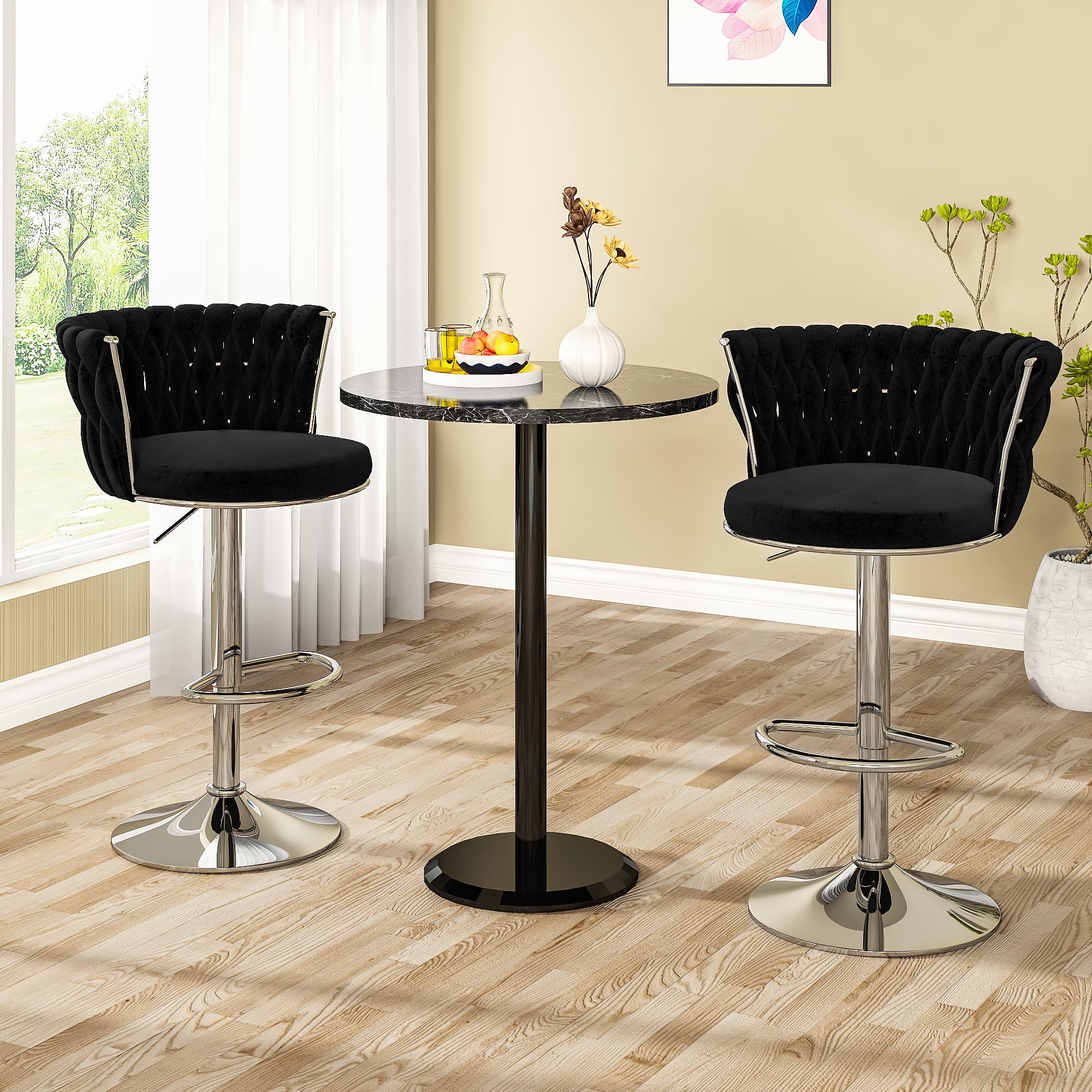 Velvet Swivel Bar Chair Set Of 2