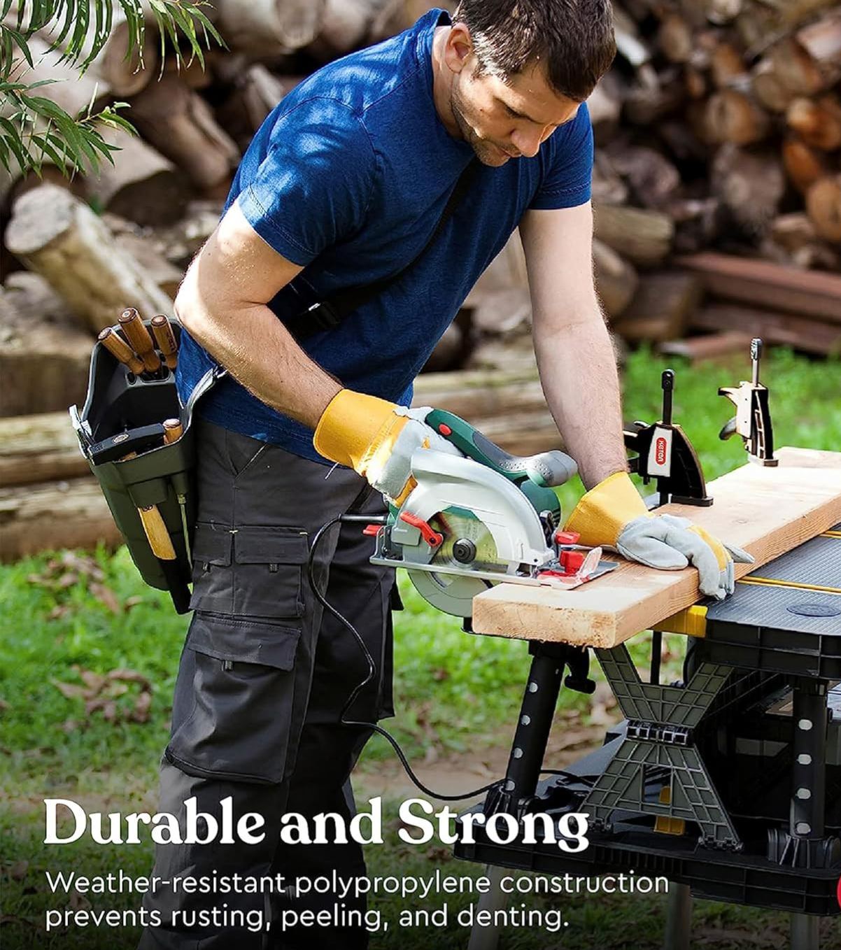 Folding Work Table, Portable Workbench w/ 12" Clamps for Garage/Wood Shop