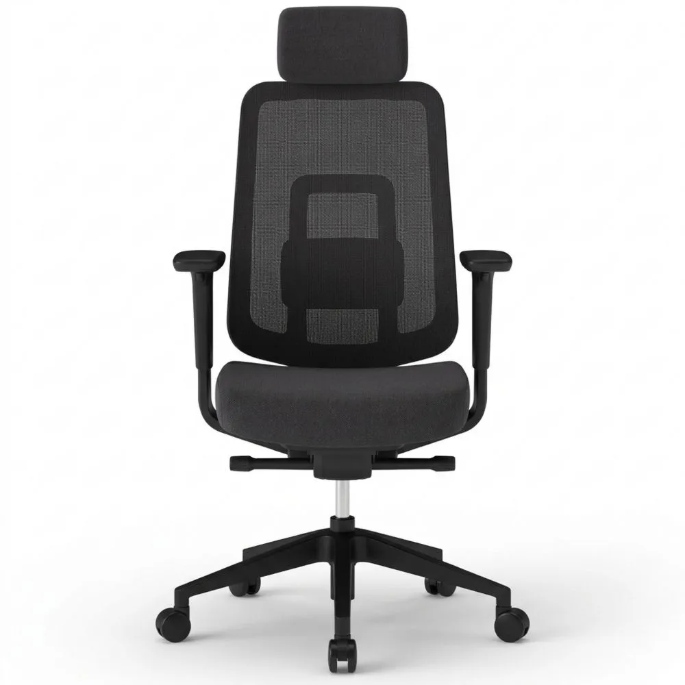 Silla ergonómica con reposabrazos ajustables y mecanismo sincronizado para oficina y gaming