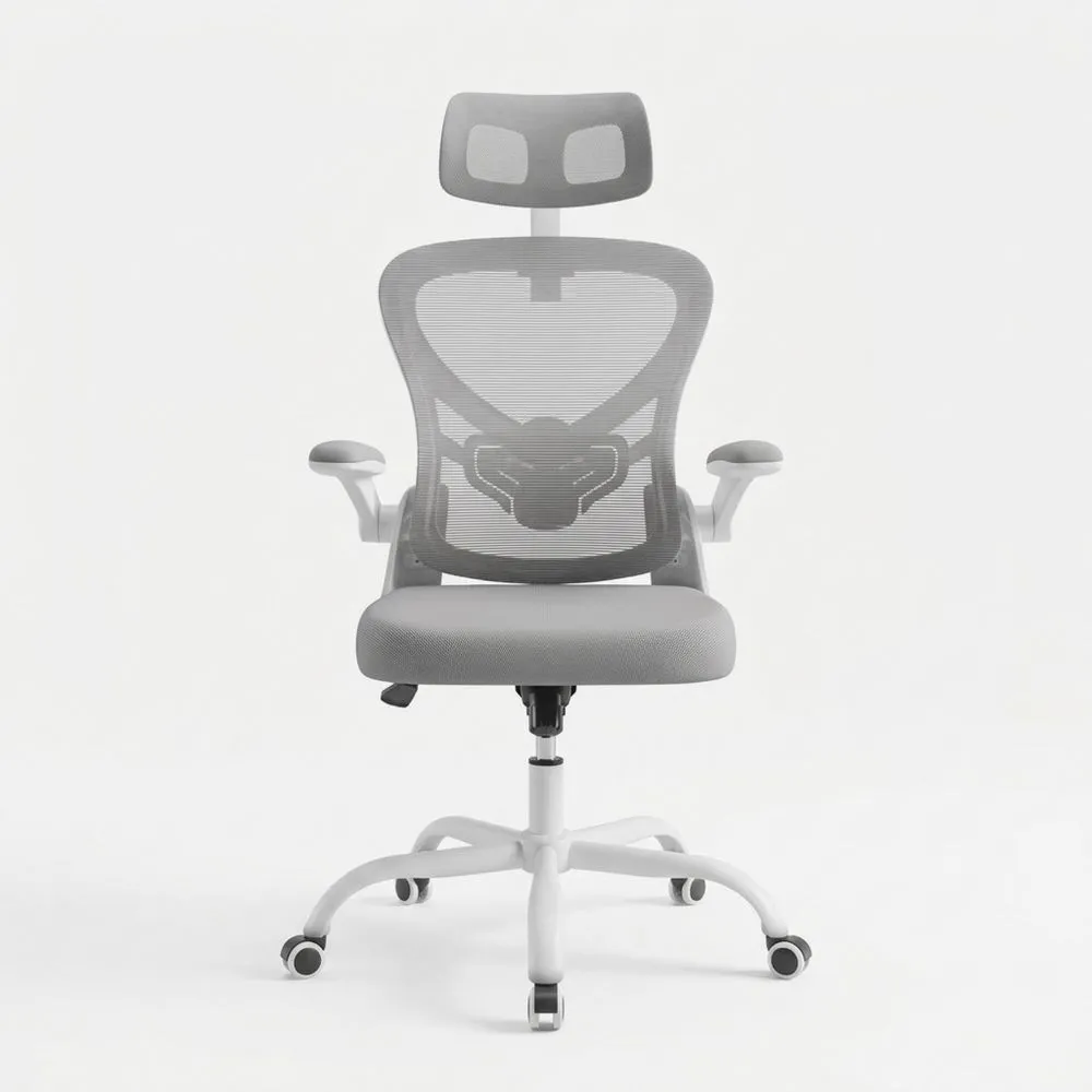 Silla ergonómica con soporte lumbar ajustable y reposabrazos plegables para oficina