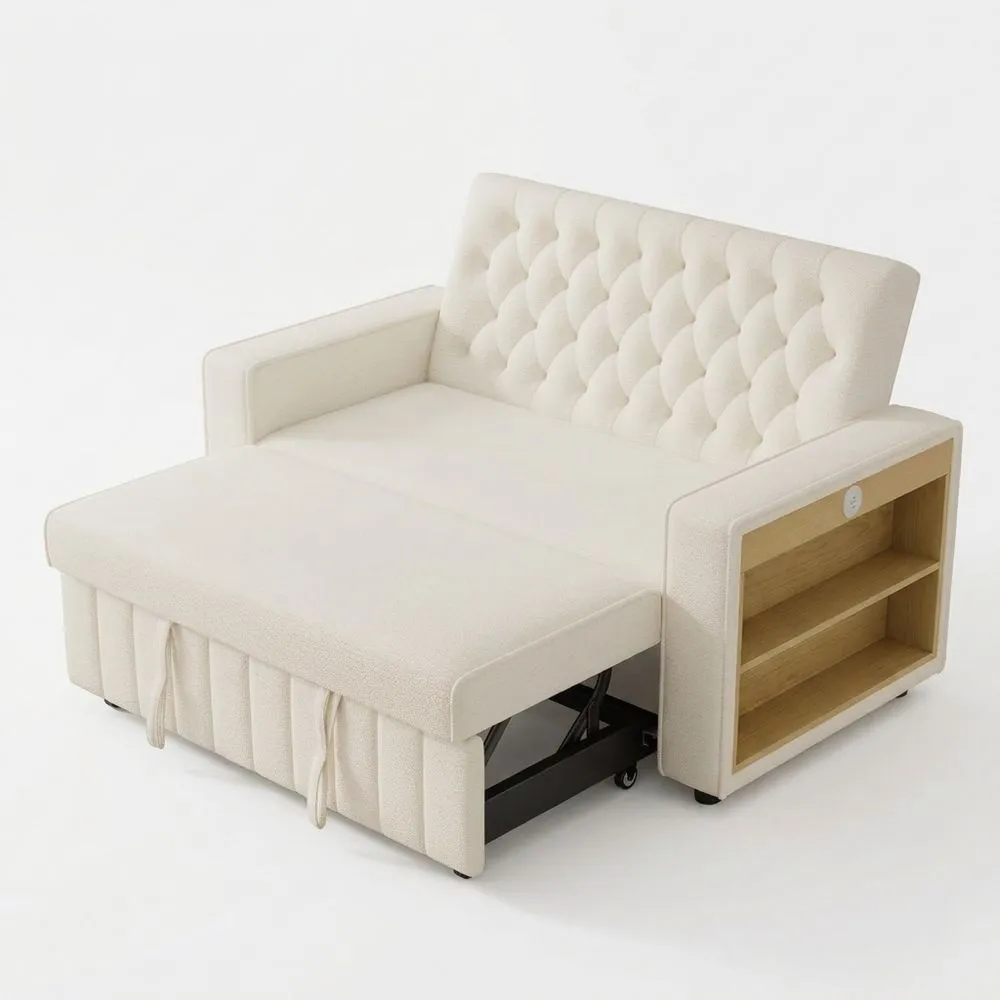 Sofá cama extensible para 2 personas con función de sueño y chaise longue, 140 cm de ancho