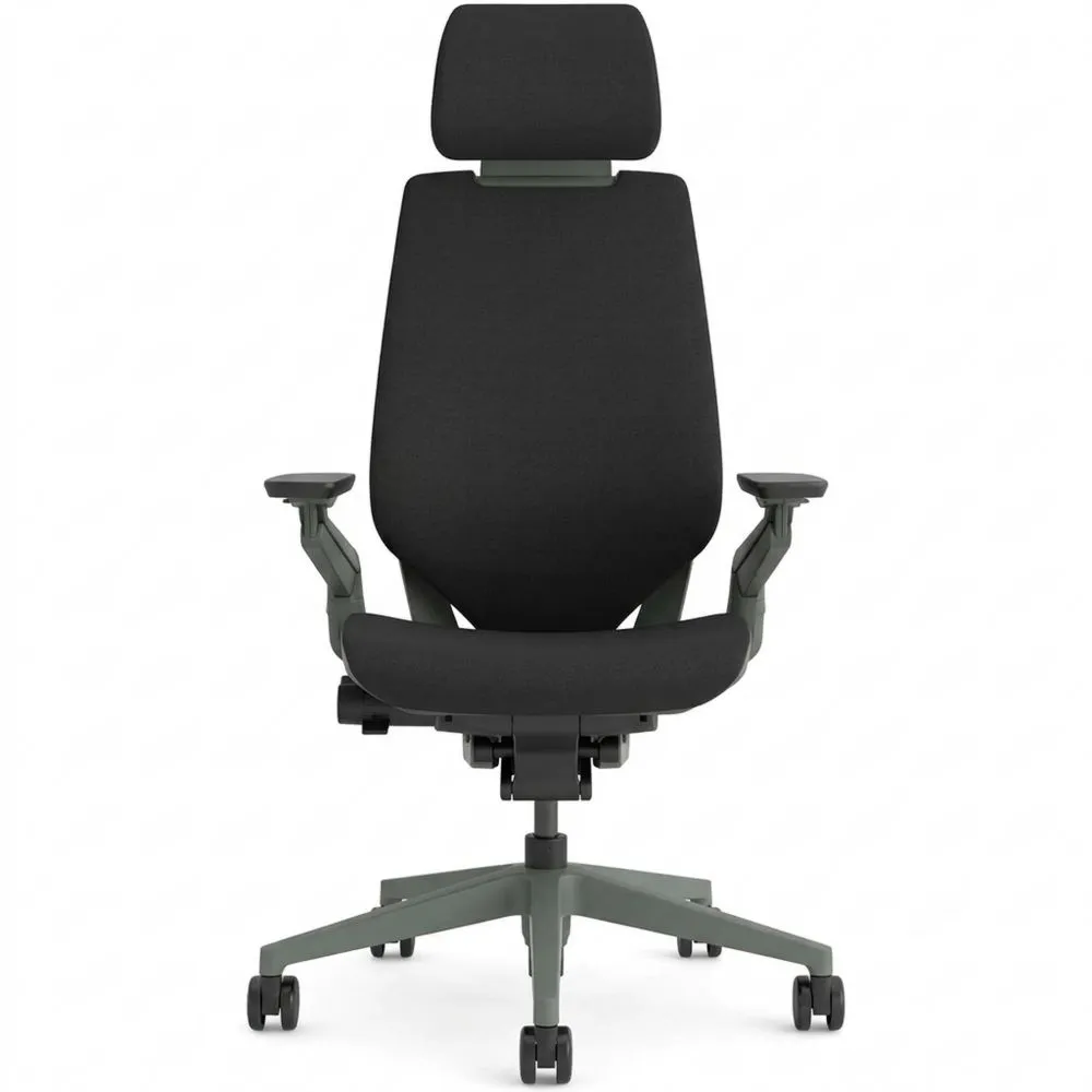 Silla ergonómica de oficina con brazos ajustables, soporte lumbar y reposacabezas