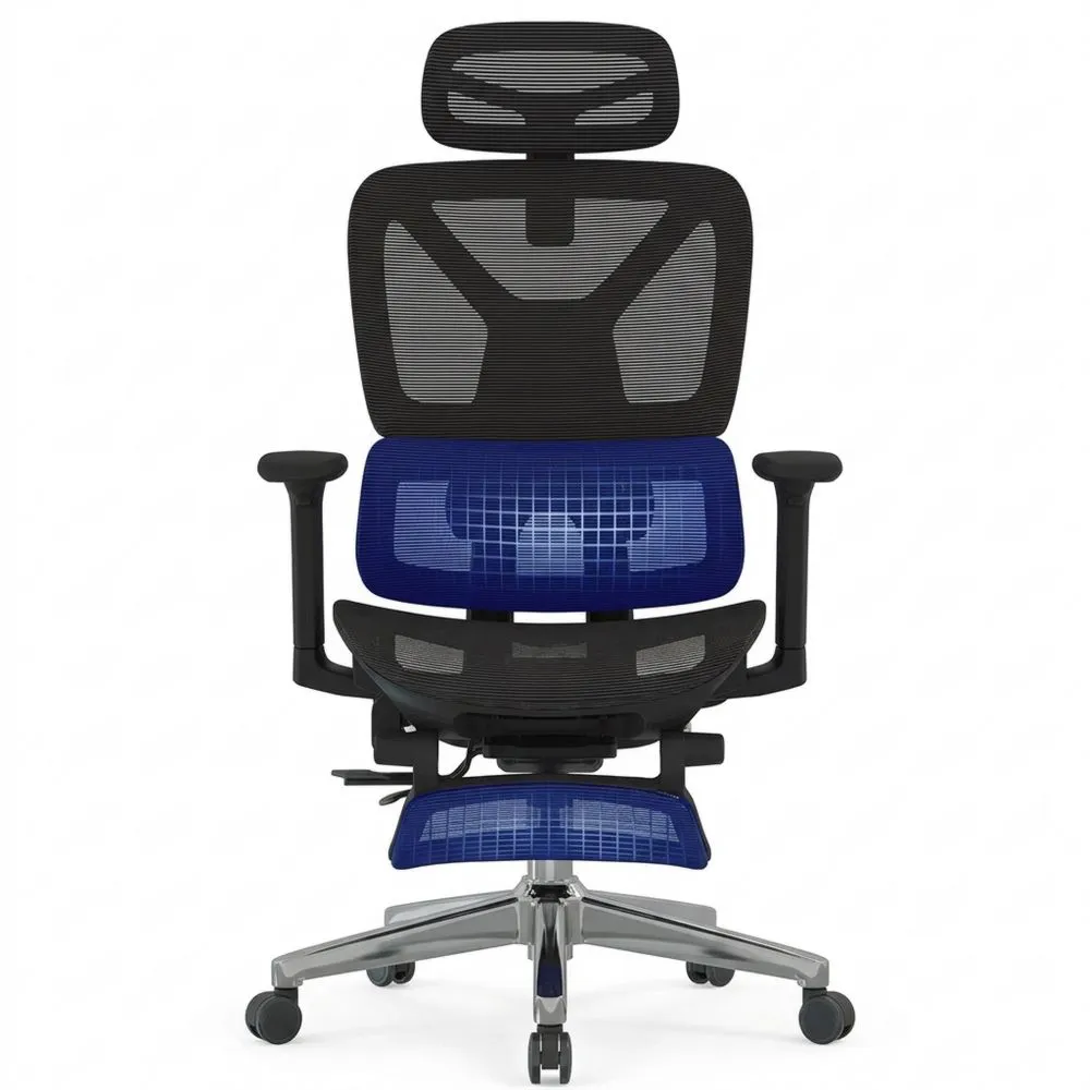 Silla ergonómica de oficina con reposabrazos y reposacabezas ajustables