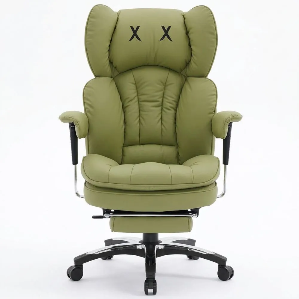 Silla de Oficina Ergonómica de Piel PU con Soporte Lumbar y Reposapiés