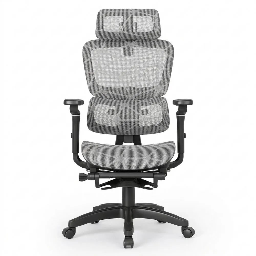 Silla ergonómica de oficina con reposacabezas y soporte lumbar ajustable