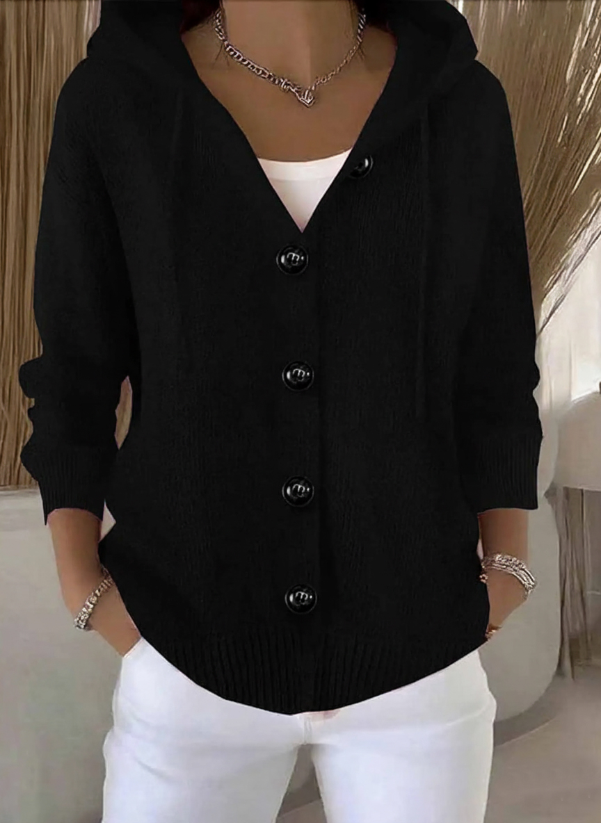 🎄 New Arrivals🔥Women's Casual Hooded Long Sleeve Button Cardigan Sweater