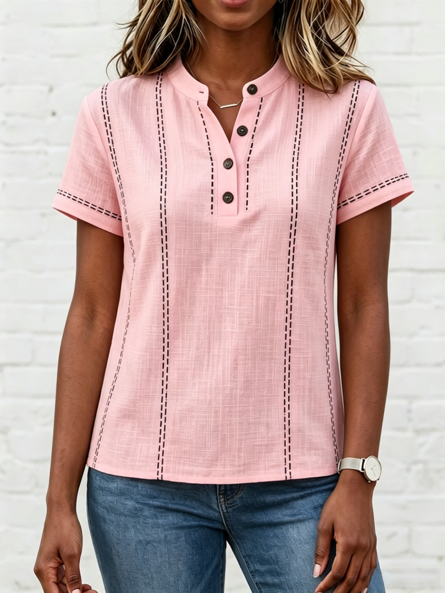 New Arrivals🔥 Women's V-neck Short-sleeve Casual Loose Cotton-linen Top
