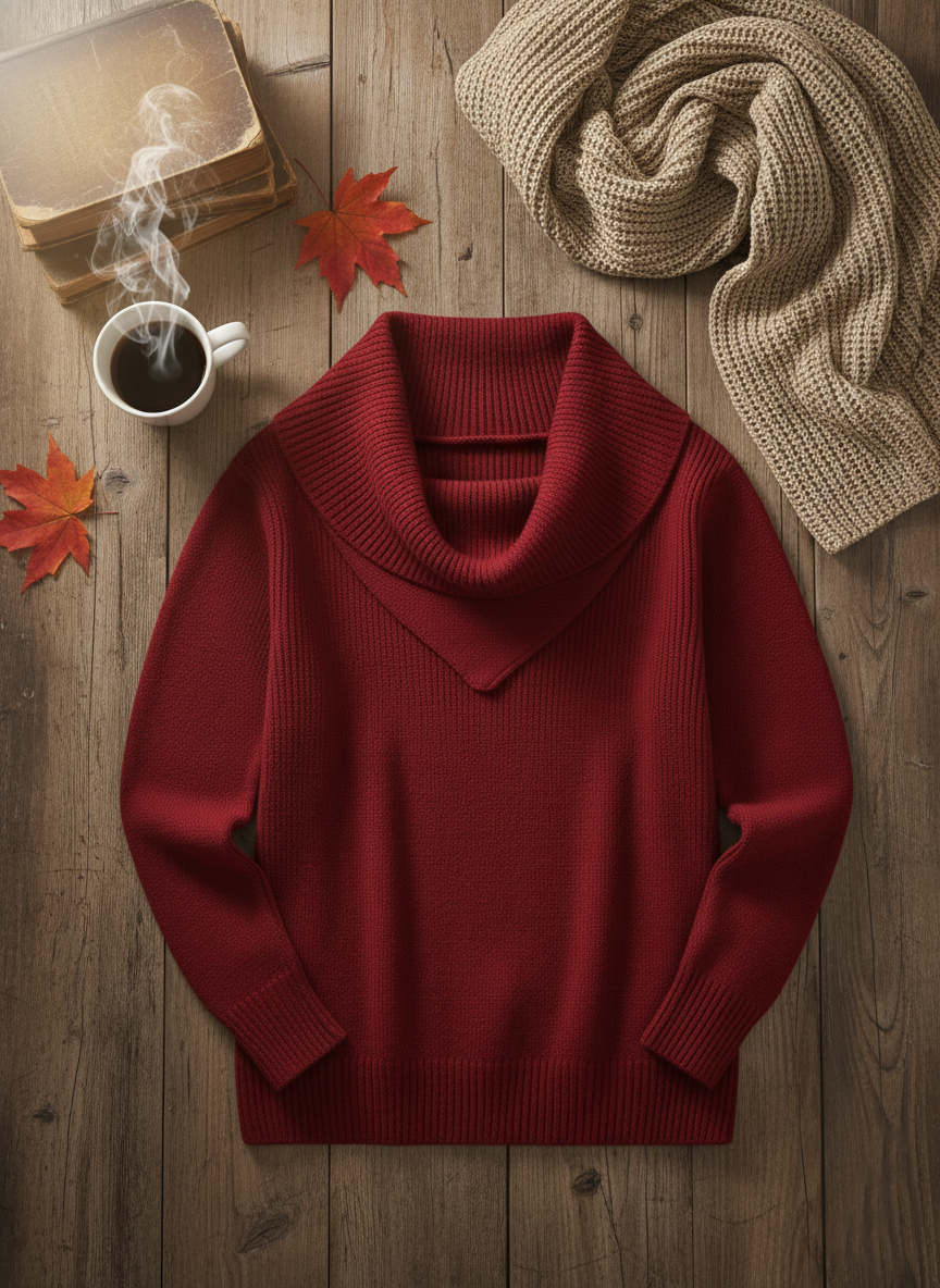 🎄 CLEARANCE SALE🔥 Elegant Retro Soft Triangle Neck Solid Color Sweater Top