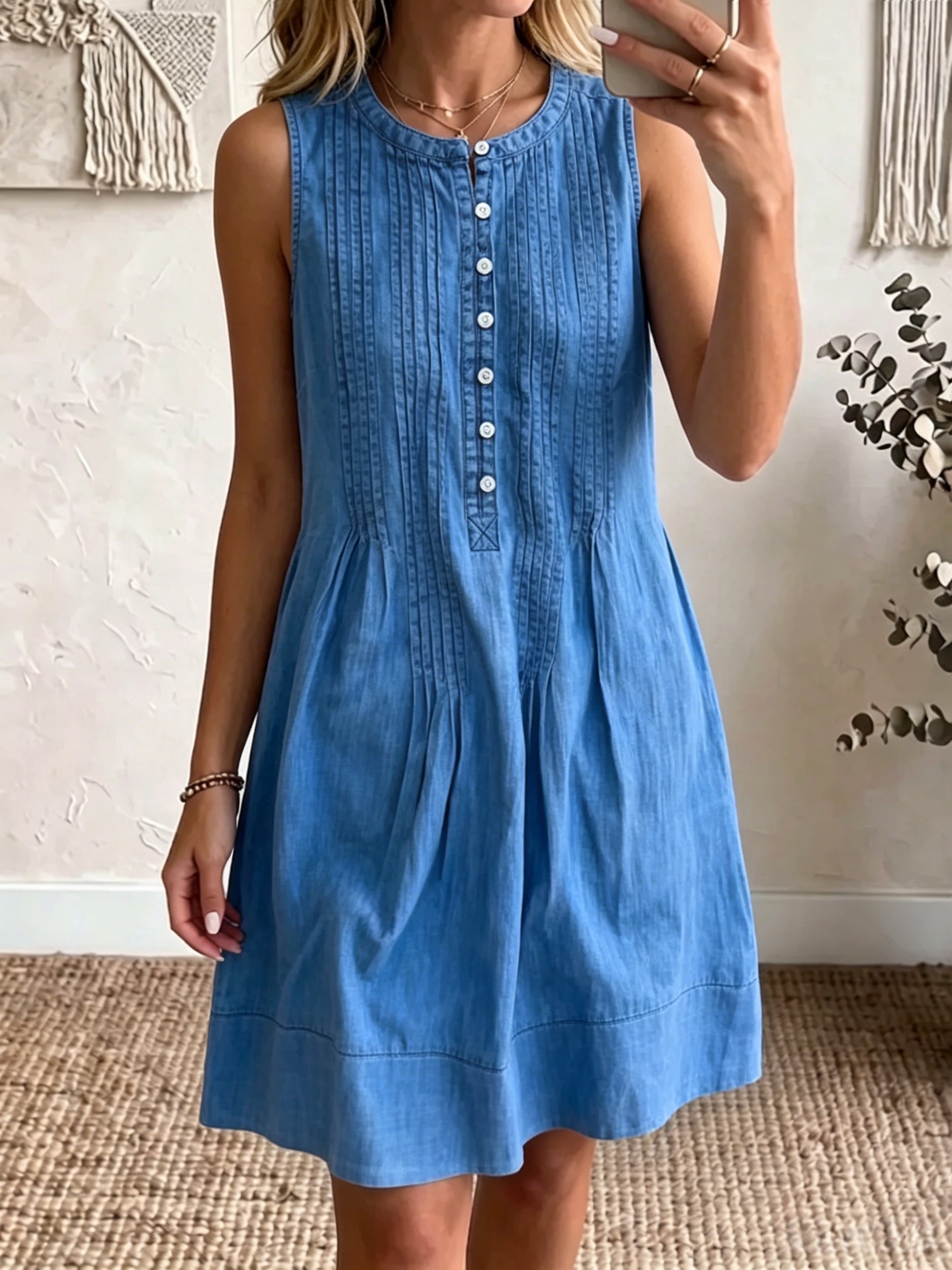 Today 50% off🔥Women’s Cotton Linen Solid Color Button-Up Shirt Dress