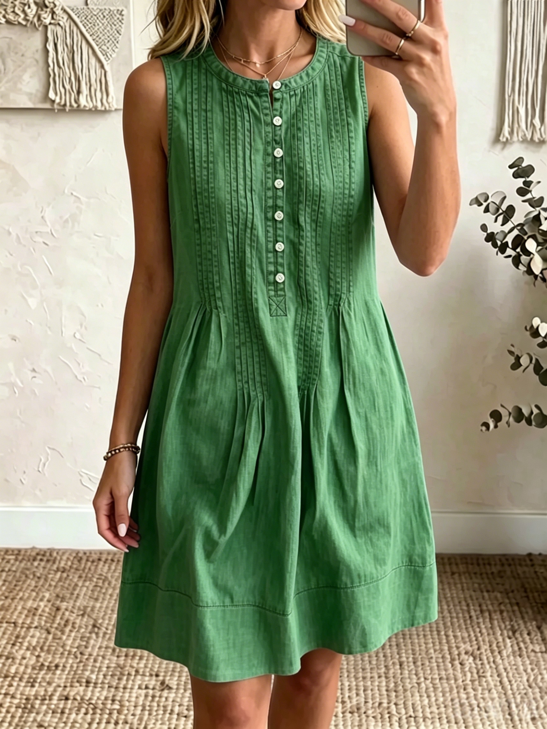 Today 50% off🔥Women’s Cotton Linen Solid Color Button-Up Shirt Dress