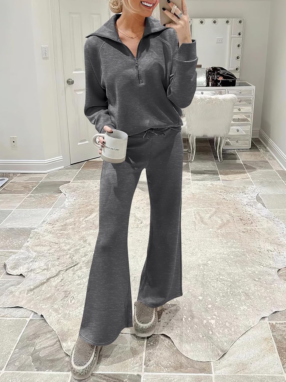 2024 Fall Trendy Outfits Oversized Two Piece Sweatsuit