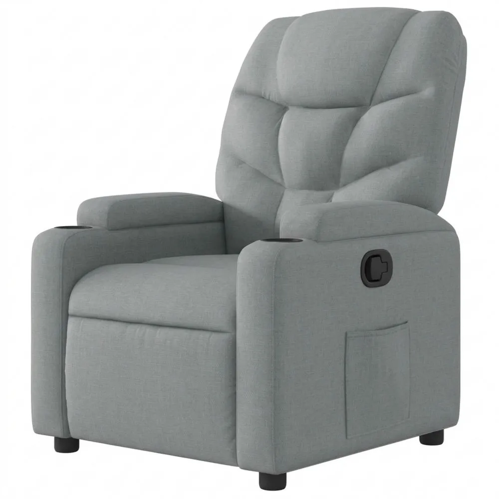 Sillón Reclinable con Reposabrazos y Respaldo, para Sala de Estar, Tela Gris Claro