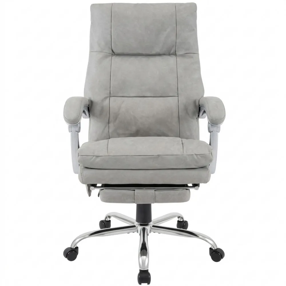 Silla de Oficina Ergonómica con Masaje, Calefacción y Reposapiés, Ajustable, Color Gris
