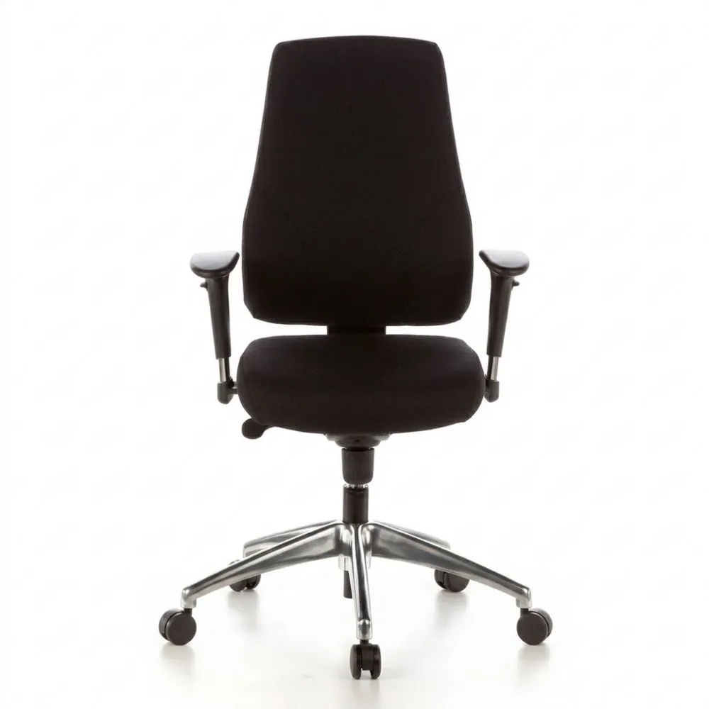 Silla de Oficina Ergonómica Giratoria, Altura Ajustable, Tela Negra