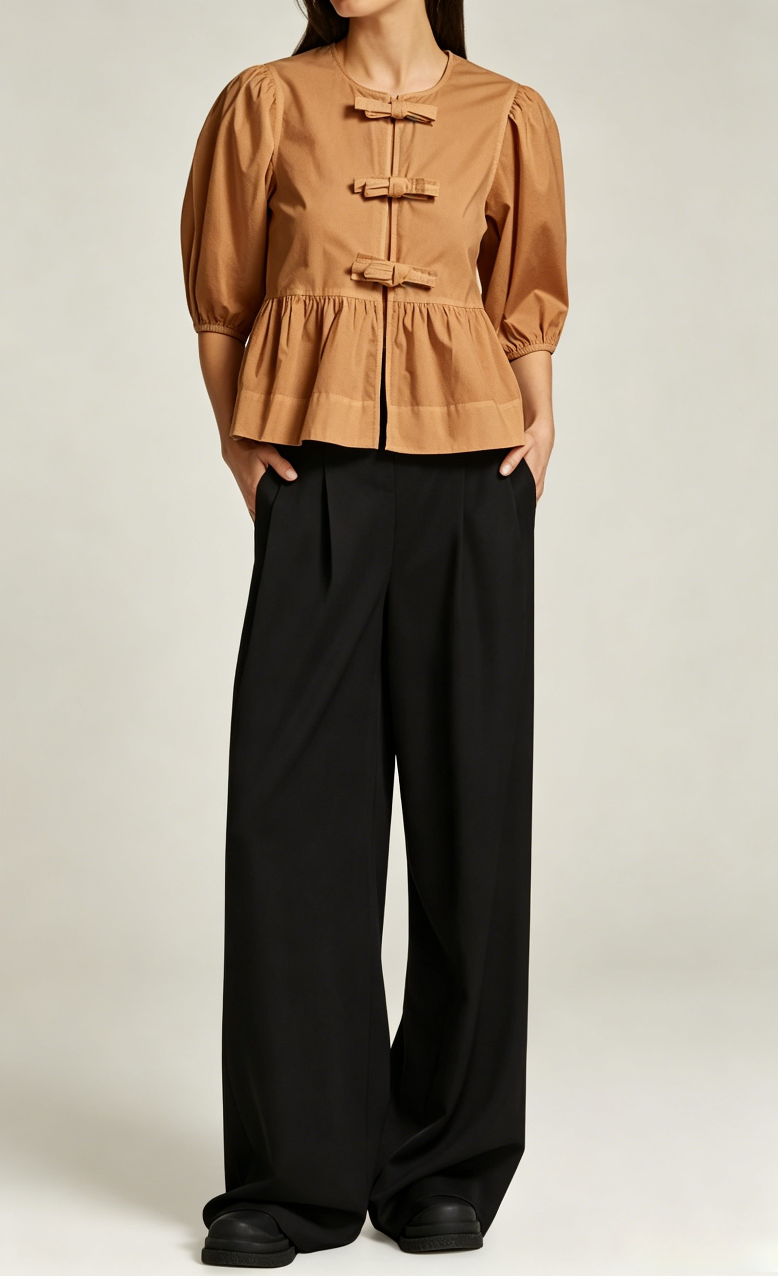 Cotton Poplin Peplum Blouse