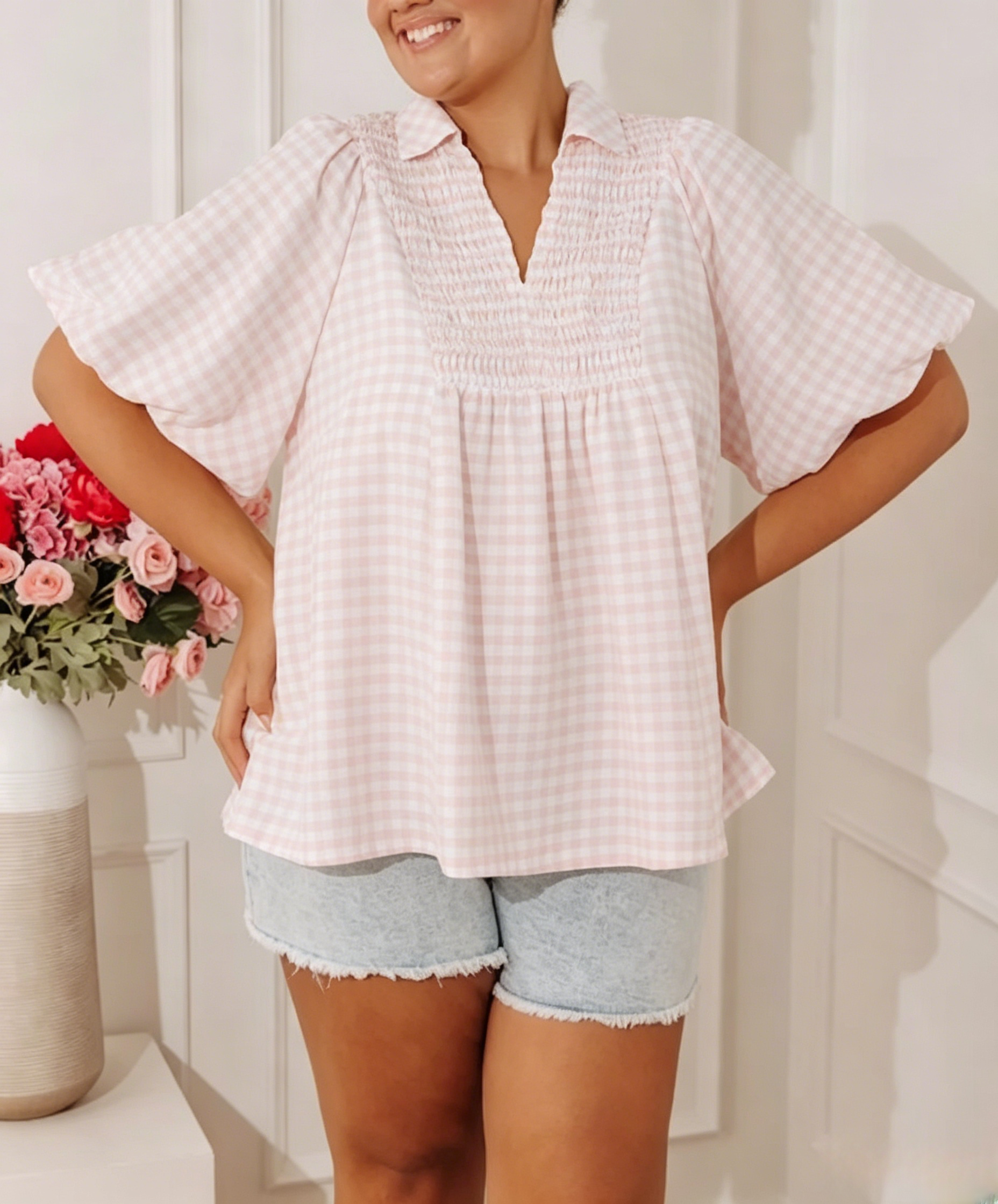 Picnic Charm Gingham Top Curves