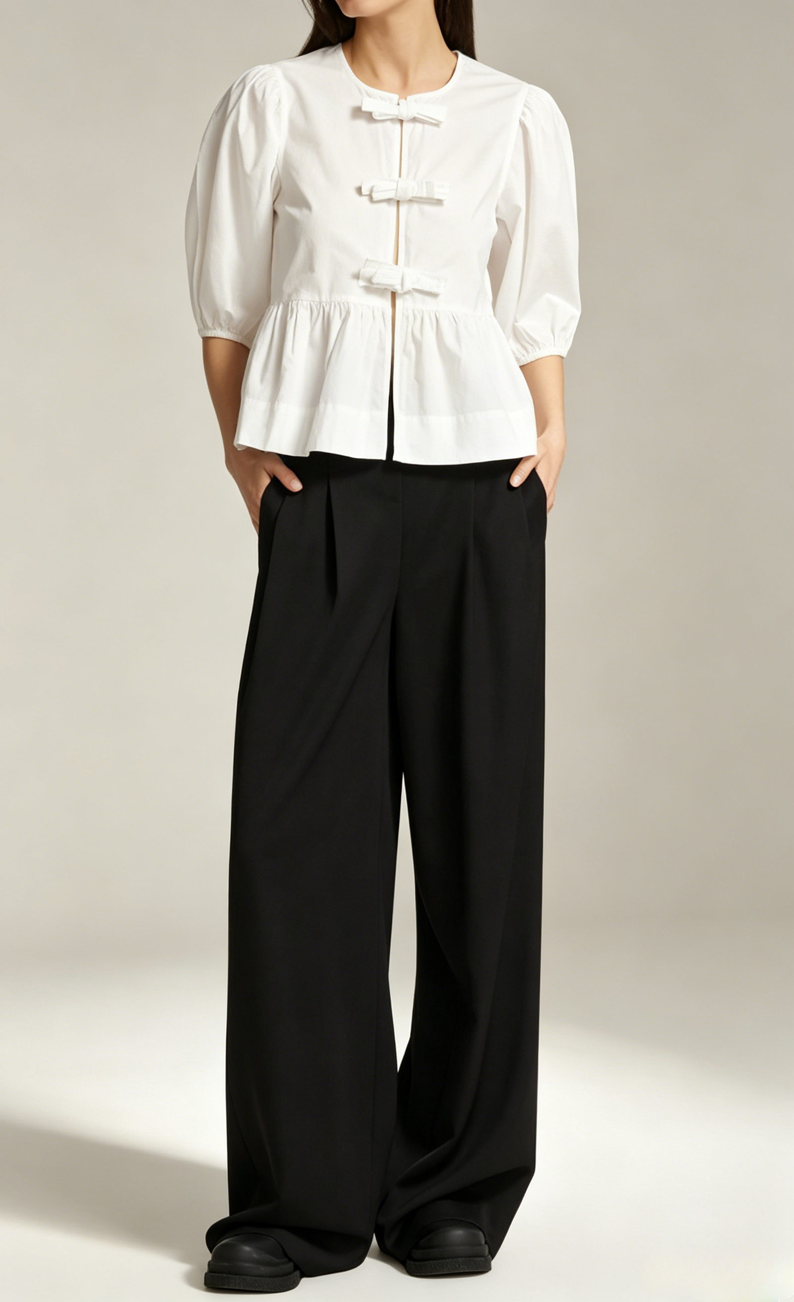 Cotton Poplin Peplum Blouse