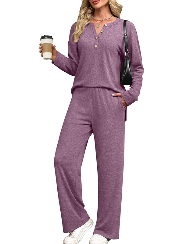 CLEARANCE SALE🔥Women's 2-piece casual suit with V-neck button-down tracksuit