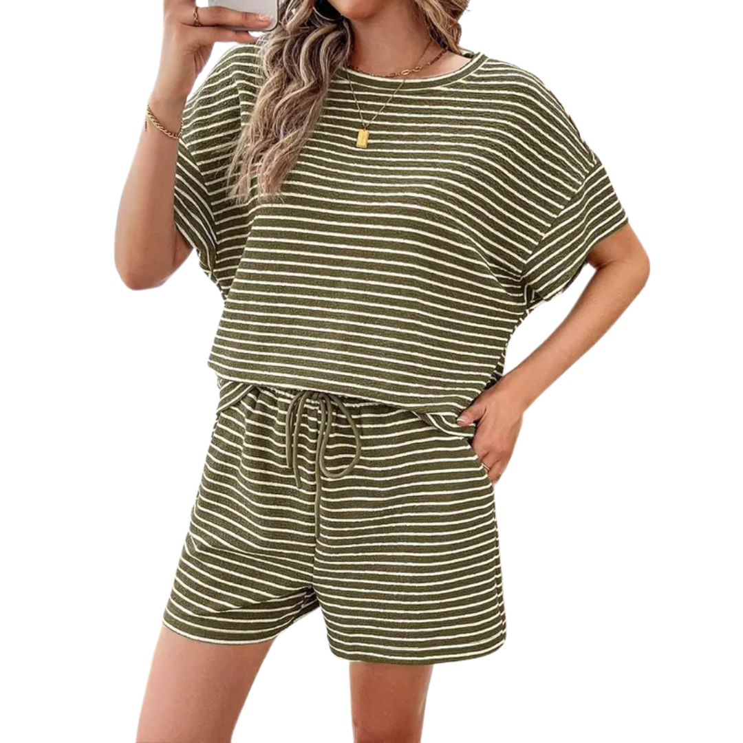 Striped Drawstring Lounge Set