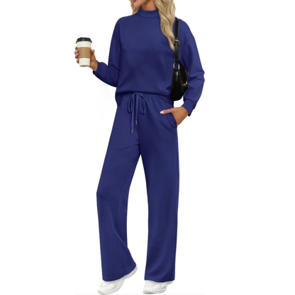 🎄Christmas Clearance🔥Two Piece Sets for Women Fall Outfits Lounge Sets Mock Neck Tops Wide Leg Pants Vacation Travel Airport Outfits