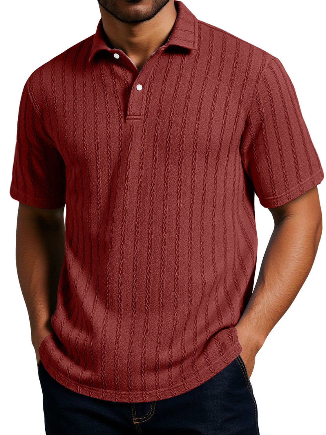 Men's Daily Texture Casual Lapel Short-sleeved Polo Shirt