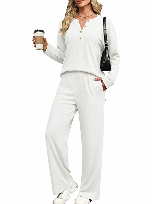 CLEARANCE SALE🔥Women's 2-piece casual suit with V-neck button-down tracksuit