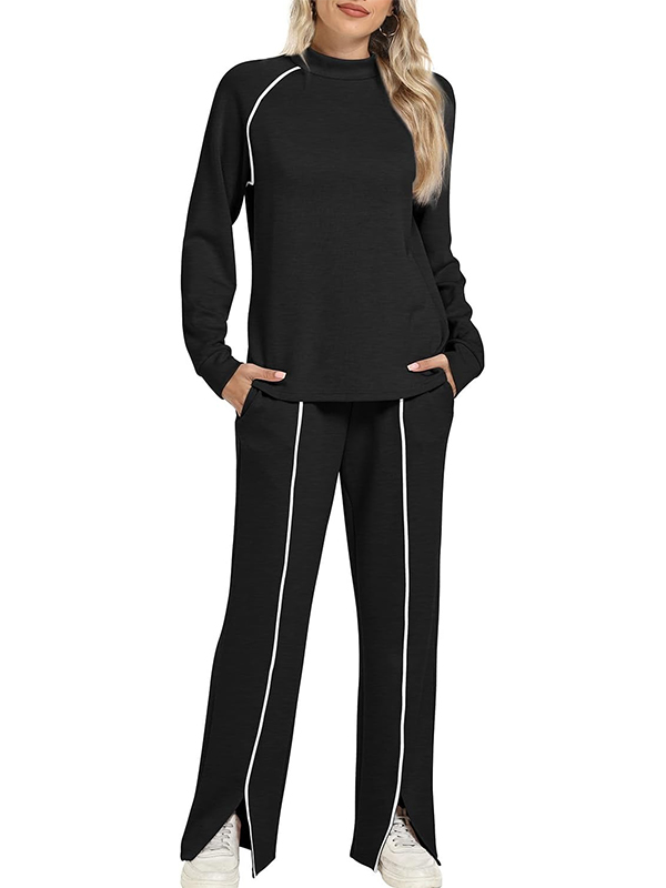 WIHOLL Lounge Sets for Women 2 Piece Fall Outfits 2025 Wide Leg Pant Matching Sets Womens Clothing