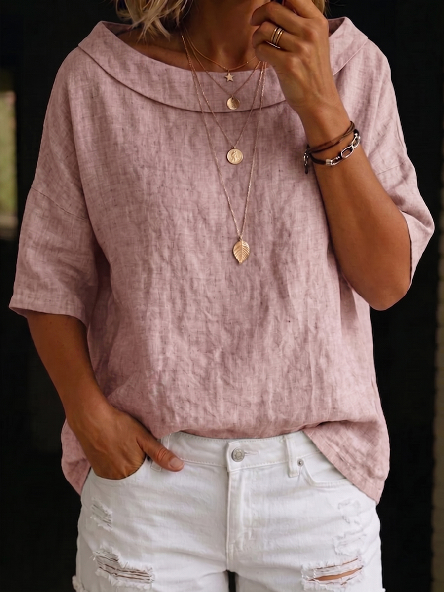 🔥CLEARANCE SALE🔥Minimalist Retro Boat-neck Cotton-linen Blouse