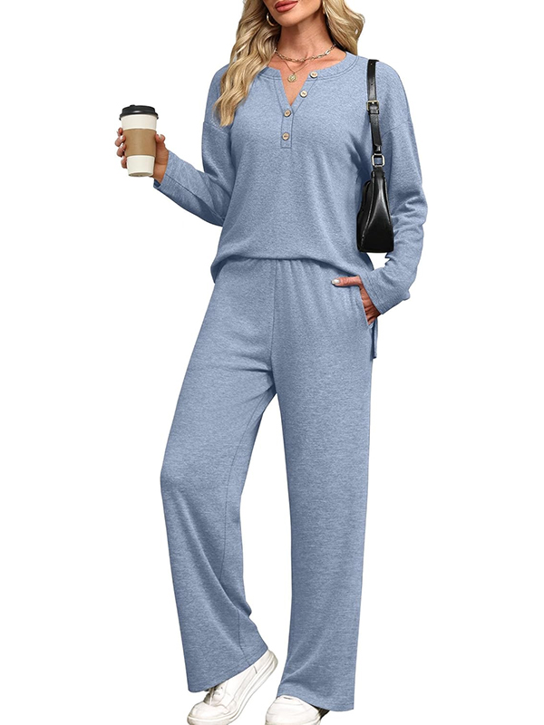CLEARANCE SALE🔥Women's 2-piece casual suit with V-neck button-down tracksuit
