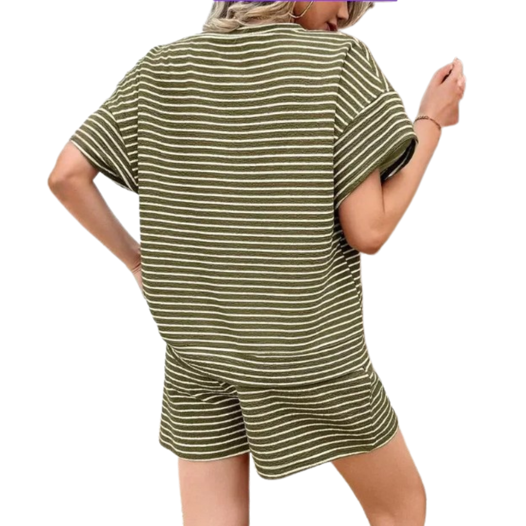Striped Drawstring Lounge Set