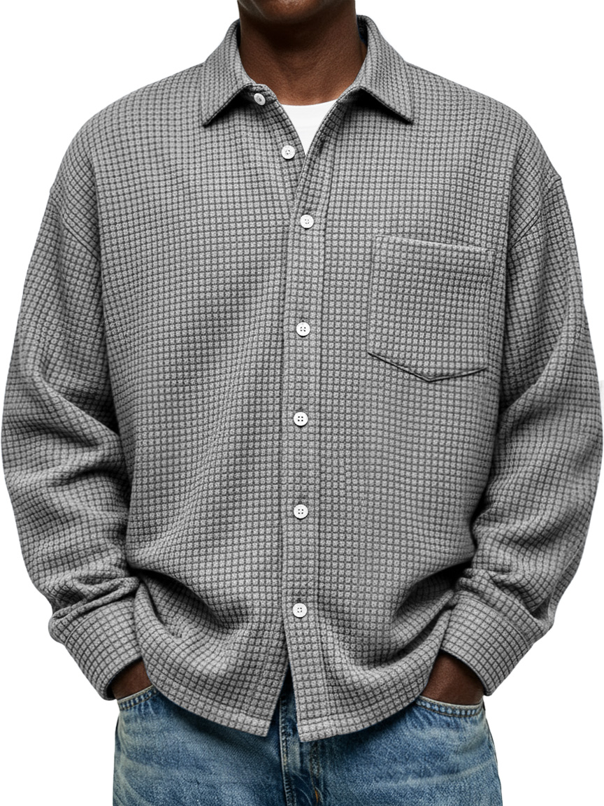 Men's Everyday Corduroy Corner Pocket Casual Solid Color Long Sleeve S