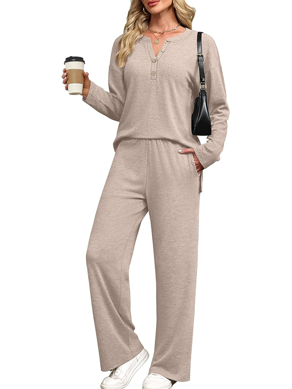 CLEARANCE SALE🔥Women's 2-piece casual suit with V-neck button-down tracksuit