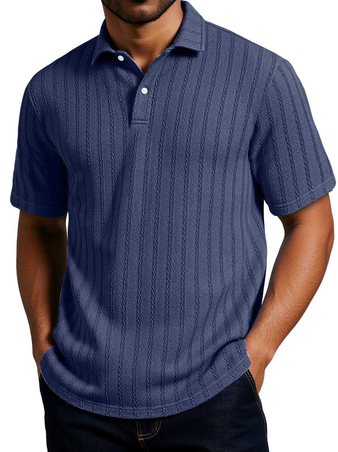 Men's Daily Texture Casual Lapel Short-sleeved Polo Shirt