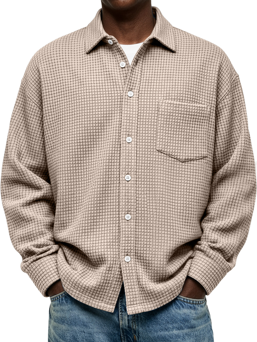 Men's Everyday Corduroy Corner Pocket Casual Solid Color Long Sleeve S