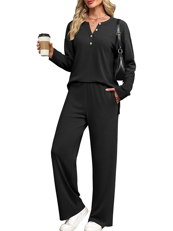 CLEARANCE SALE🔥Women's 2-piece casual suit with V-neck button-down tracksuit