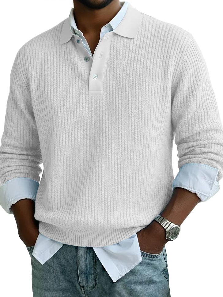 Men's Stylish Casual Lapel Long-sleeved Polo Shirt