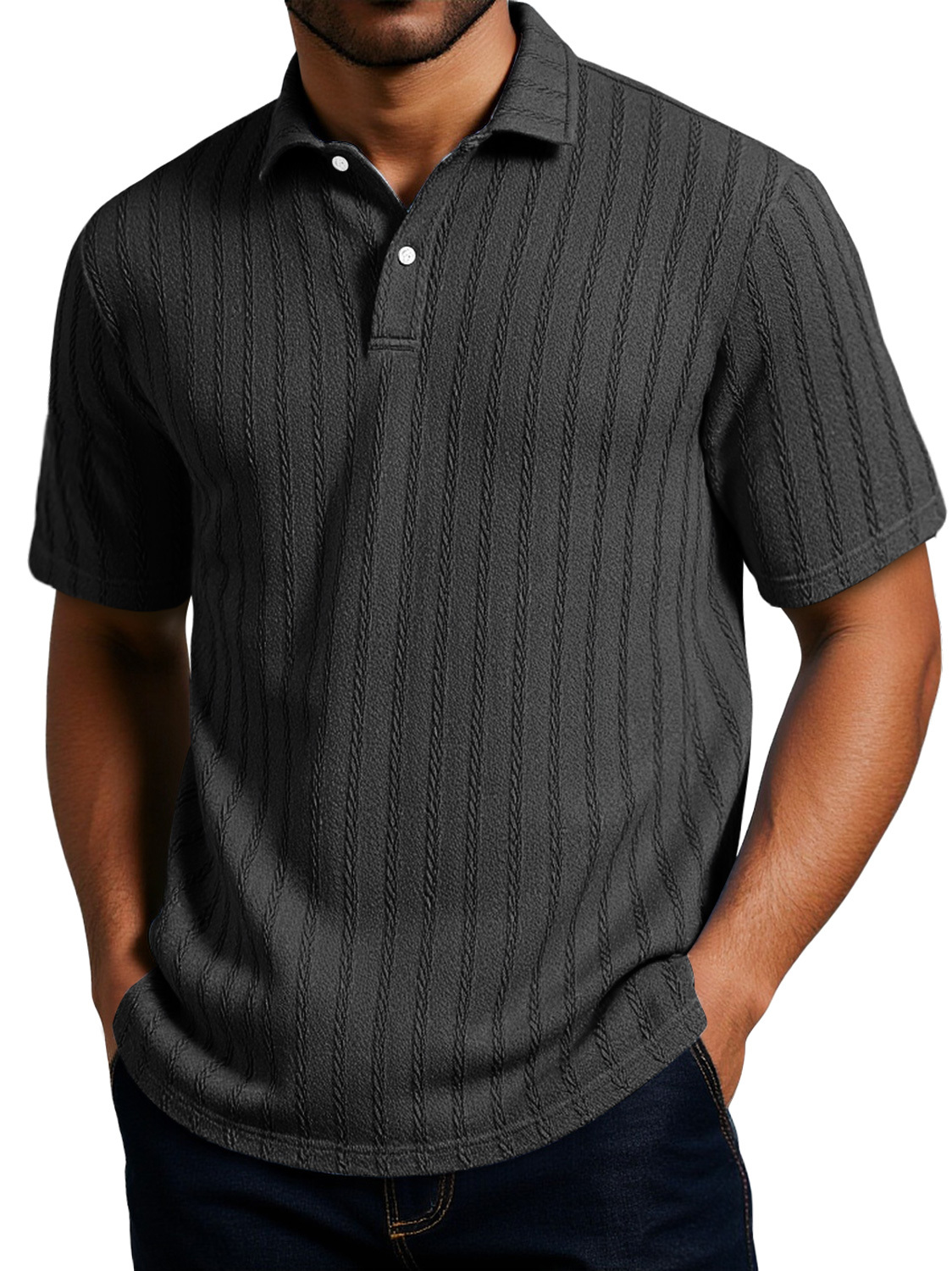 Men's Daily Texture Casual Lapel Short-sleeved Polo Shirt