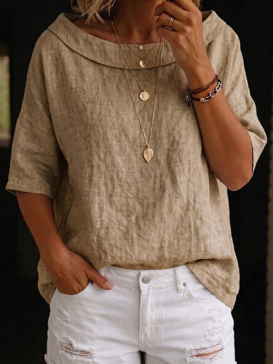 🔥CLEARANCE SALE🔥Minimalist Retro Boat-neck Cotton-linen Blouse