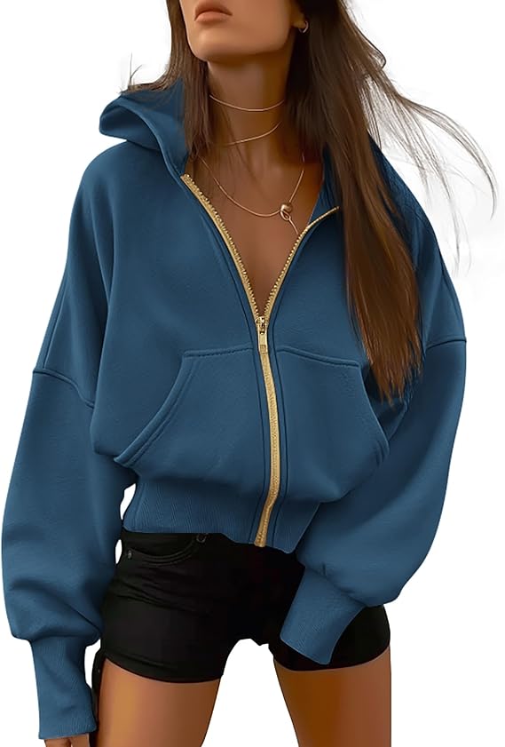 Womens Zip Up Hoodies Long Sleeve Fashion Sweatshirt