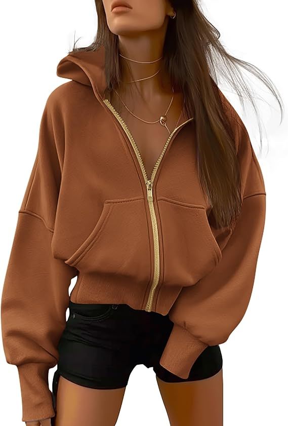 Womens Zip Up Hoodies Long Sleeve Fashion Sweatshirt