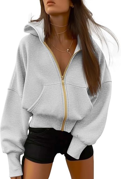 Womens Zip Up Hoodies Long Sleeve Fashion Sweatshirt