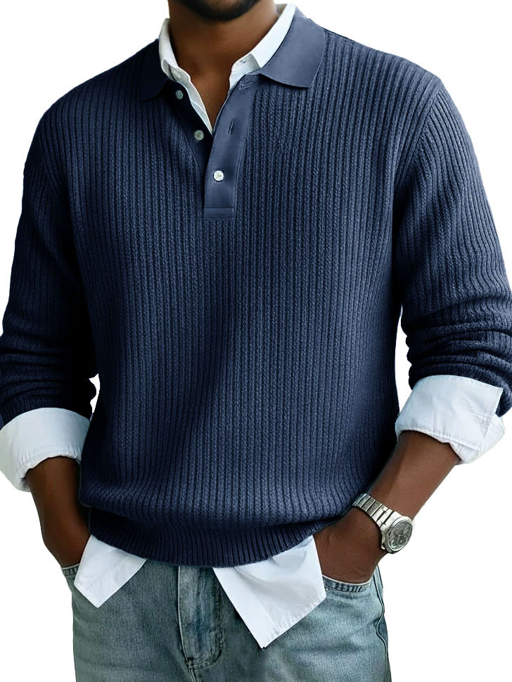 Men's Stylish Casual Lapel Long-sleeved Polo Shirt