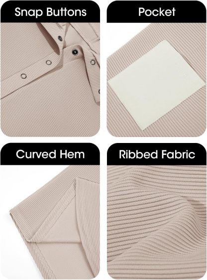CLEARANCE SALE🔥Women's Cropped Sweatshirt Casual Henley Collar Snap Button Long Sleeves