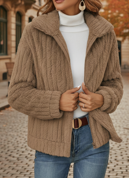⏰ LAST DAY SAVE 50% 💥2025 Casual Lapel Zipper Warm Plush Fleece Jacket Coat