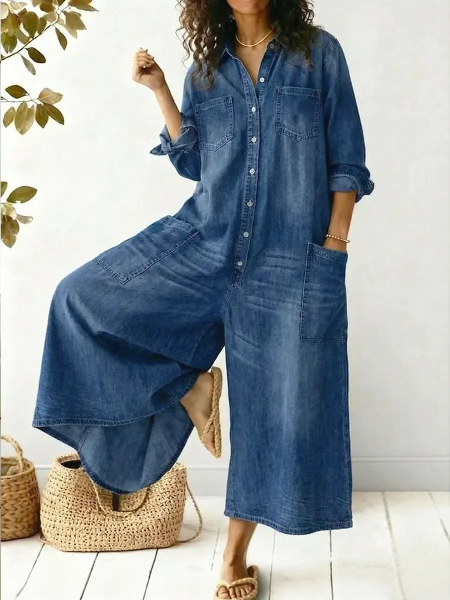 New Arrivals🔥 Women's Cozy And Casual Denim Jumpsuit With Large Front Pockets