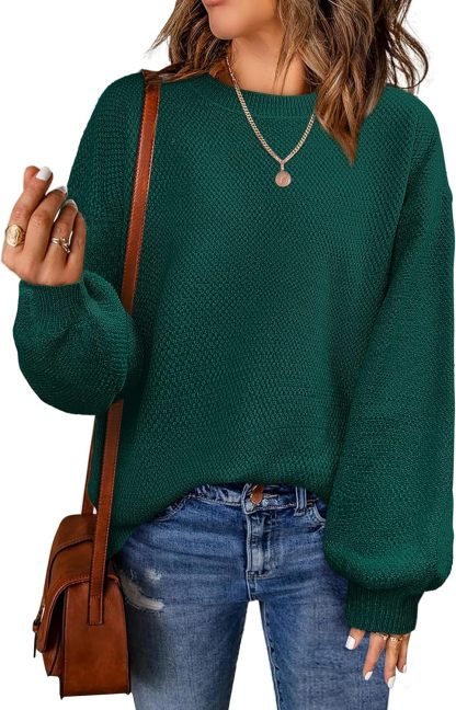 Women's Oversized Sweaters Fall Winter Trendy Crew Neck Pullover Sweater Long Sleeve Loose Heathered Knit Tops 2025