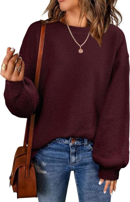 Women's Oversized Sweaters Fall Winter Trendy Crew Neck Pullover Sweater Long Sleeve Loose Heathered Knit Tops 2025